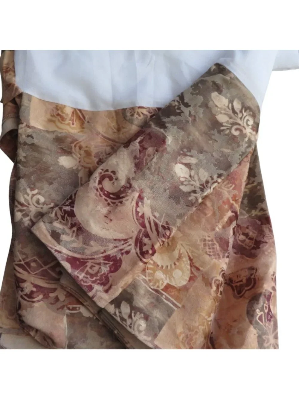 Vintage Burlington Queen Bed Skirt Jacquard Floral 15
